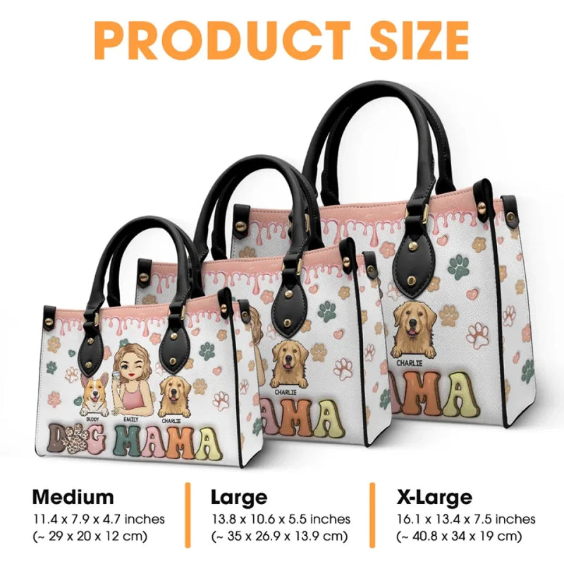 Custom Name Dog Mom Gifts for Women - Personalized Leather Handbag