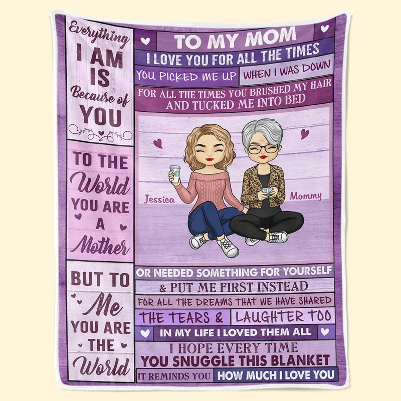 To Me, You're The World - Family Personalized Custom Blanket - Mother's Day, Gift For Mom, Grandma