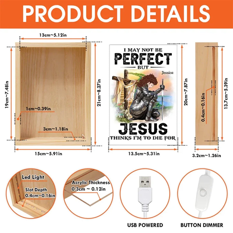 All For Jesus Even I May Not Be Perfect - Family Personalized Custom Frame Light Box - Gift For Yourself, Best Friends, Siblings, Family Members