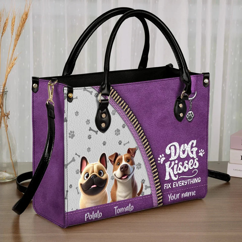 Custom Name Dog Lover Gifts - Personalized Leather Handbag
