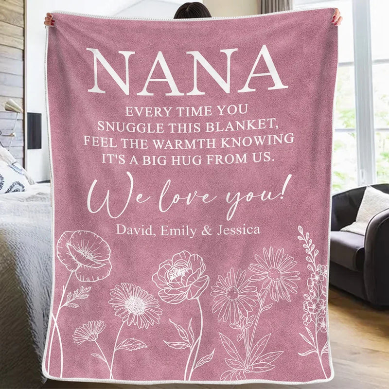 Custom Name Big Hug Gifts for Nana - Personalized Blanket