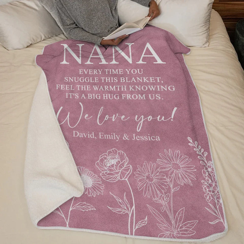Custom Name Big Hug Gifts for Nana - Personalized Blanket