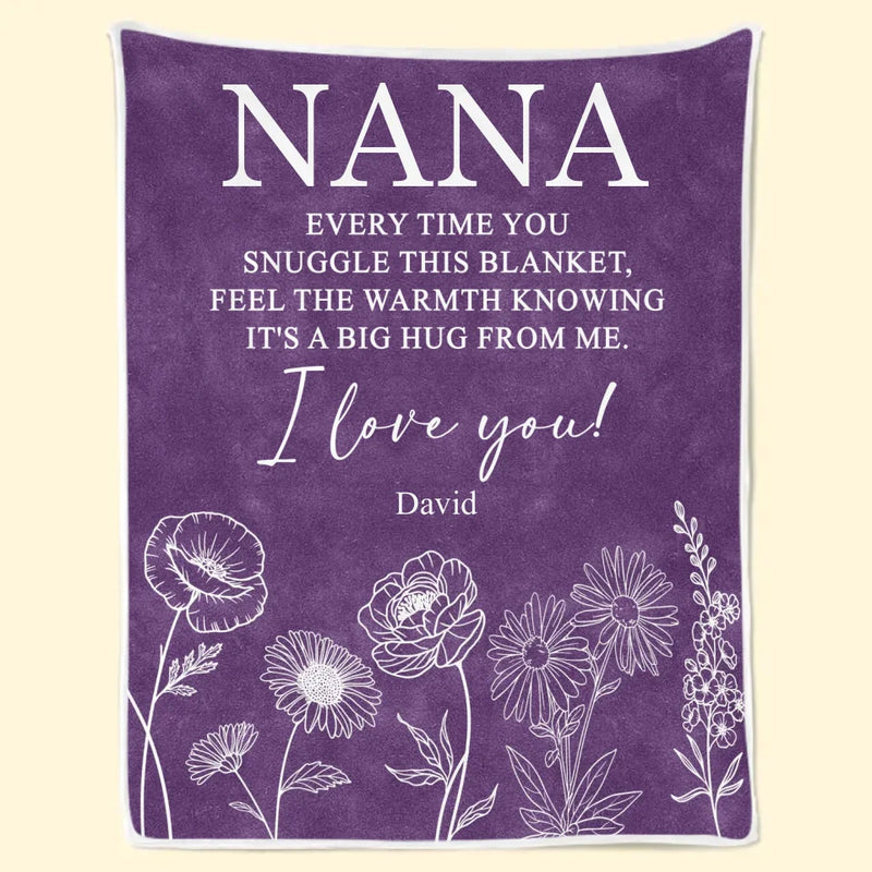 Custom Name Big Hug Gifts for Nana - Personalized Blanket
