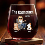 Custom Name Catmother Gifts for Cat Lovers - Personalized Wine Glass