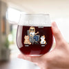 Happiness Is A Purring Cat - Cat Personalized Custom Wine Glass - Gift For Pet Owners, Pet Lovers