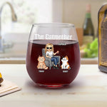 Custom Name Catmother Gifts for Cat Lovers - Personalized Wine Glass