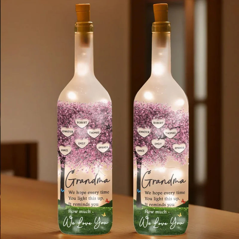Lighting Up Love - Family Personalized Custom Bottle Lamp - Gift For Mom, Grandma