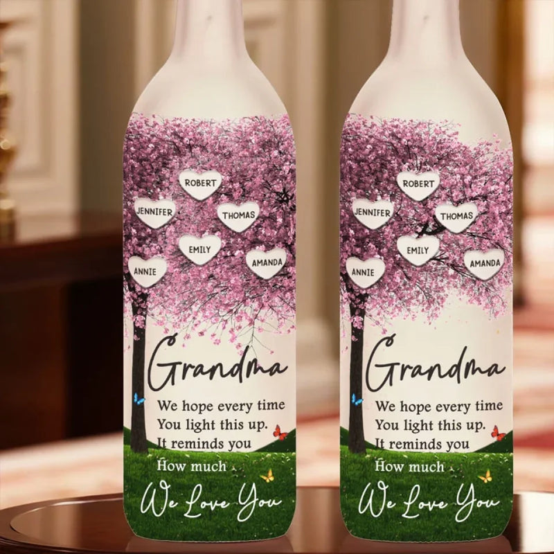 Custom Name Grandma Gifts - Personalized Bottle Lamp