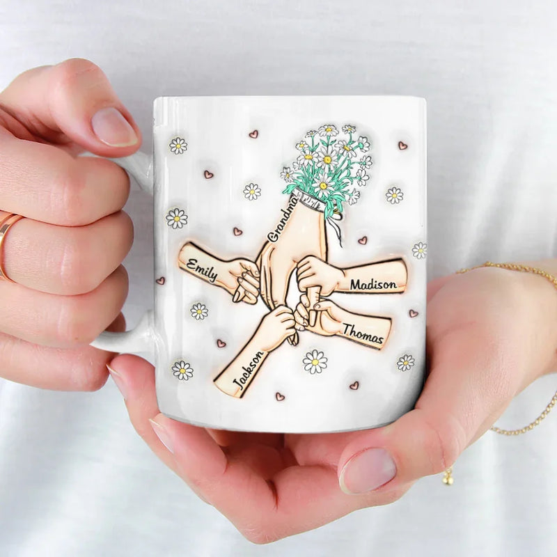 Grandma’s Love Is Forever - Family Personalized Custom 3D Inflated Effect Printed Mug - Gift For Mom, Grandma