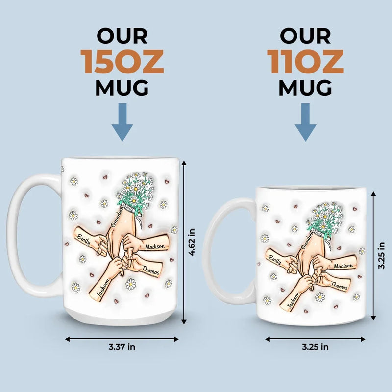 Grandma’s Love Is Forever - Family Personalized Custom 3D Inflated Effect Printed Mug - Gift For Mom, Grandma