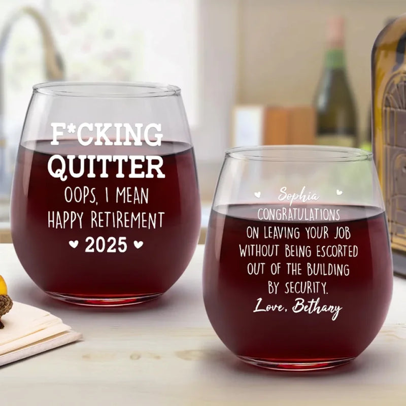 Now Every Day Is Sunday - Coworker Personalized Custom Wine Glass - Appreciation, Retirement Gift For Coworkers, Work Friends, Colleagues
