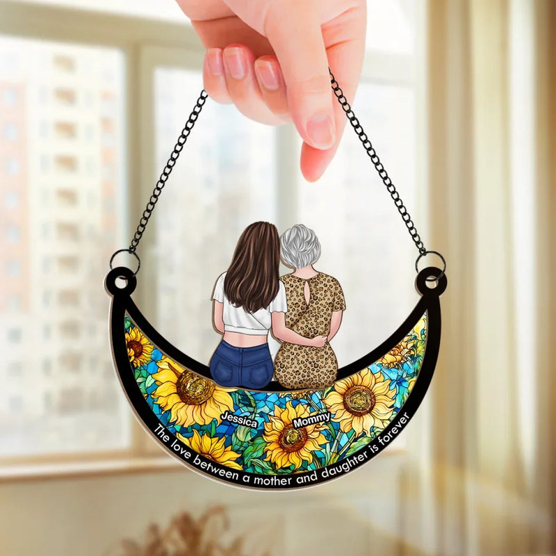 Love You To The Moon And Back - Family Personalized Window Hanging Suncatcher Ornament - Gift For Mom