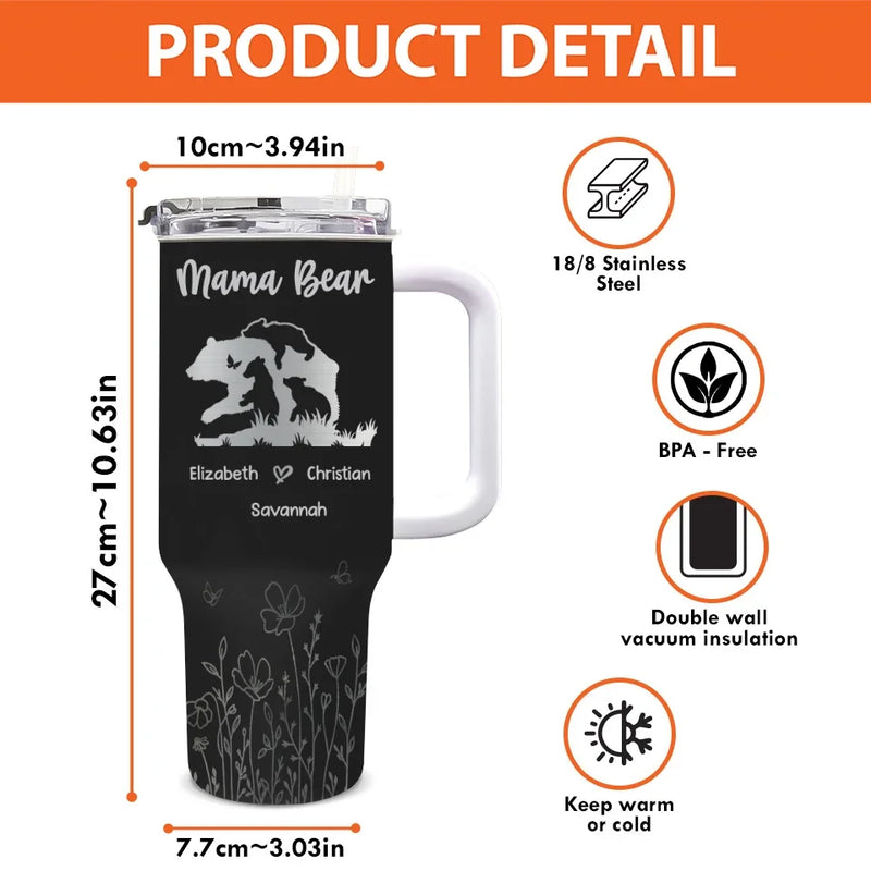 Your Smile Is My Joy - Family Personalized Custom 40 Oz Stainless Steel Tumbler With Handle - Gift For Mom, Grandma