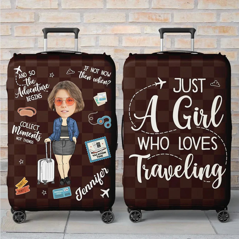Custom Photo Take Only Memories, Leave Only Footprints - Travel Personalized Custom Luggage Cover - Summer Vacation Gift, Gift For Adventure Travel Lovers