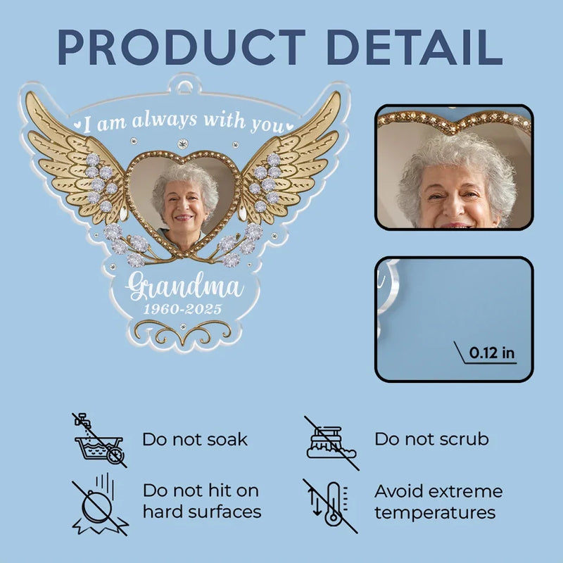 Custom Photo Always In My Thoughts - Memorial Personalized Custom Car Ornament - Acrylic Custom Shaped - Sympathy Gift For Family Members