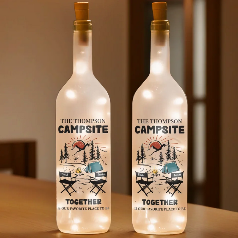 Custom Name Camping Family Gifts - Personalized Bottle Lamp