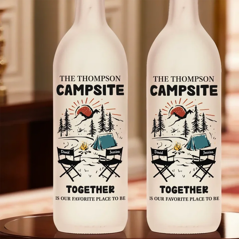Custom Name Camping Family Gifts - Personalized Bottle Lamp