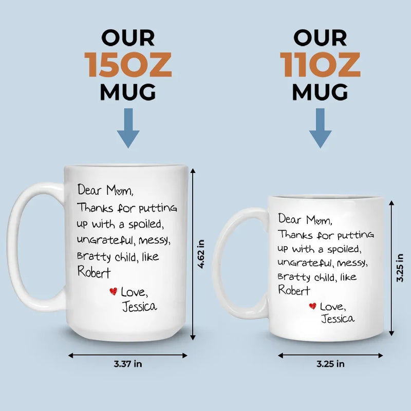 Dear Mom, You’re My Favorite Unpaid Therapist - Family Personalized Custom Mug - Gift For Mom