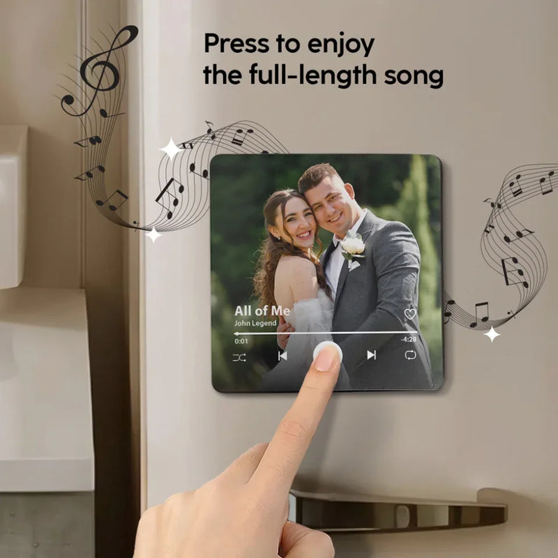 Custom Photo Music Fridge Magnet That Can Play Songs - Personalized Anniversary Wedding Gifts For Husband And Wife, Him And Her - All Of Me Loves All Of You