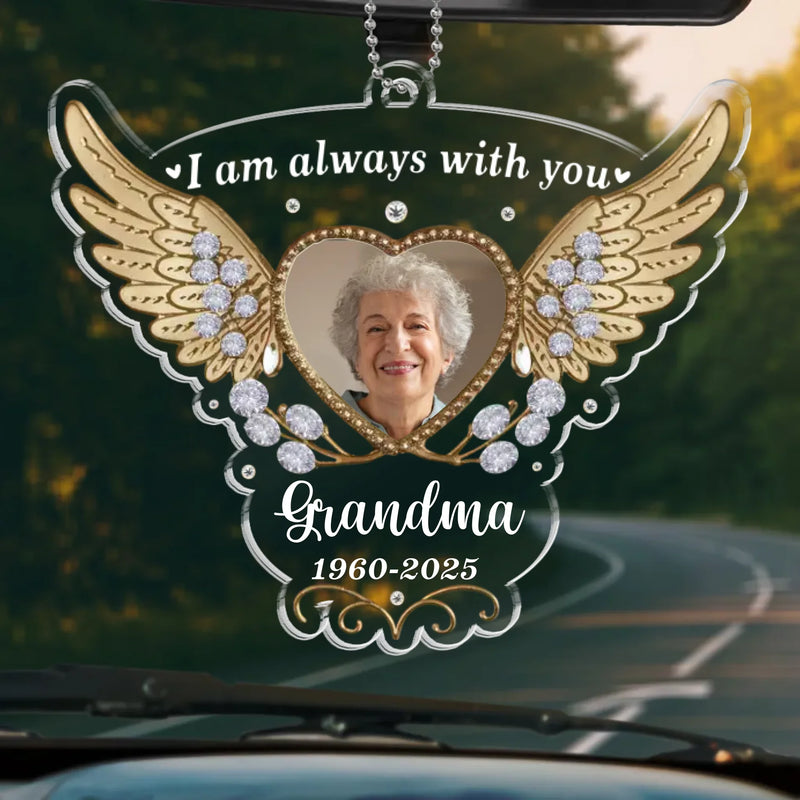Custom Photo Always In My Thoughts - Memorial Personalized Custom Car Ornament - Acrylic Custom Shaped - Sympathy Gift For Family Members