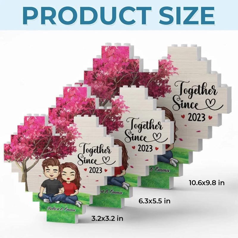 Forever Together - Couple Personalized Custom Heart Shaped Building Brick Blocks - Gift For Husband Wife, Anniversary