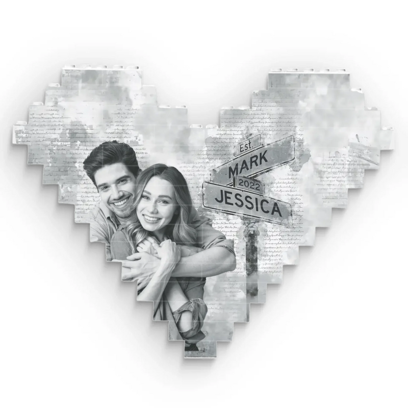Custom Photo Loved You Then, Love You Still - Couple Personalized Custom Heart Shaped Building Brick Blocks - Gift For Husband Wife, Anniversary