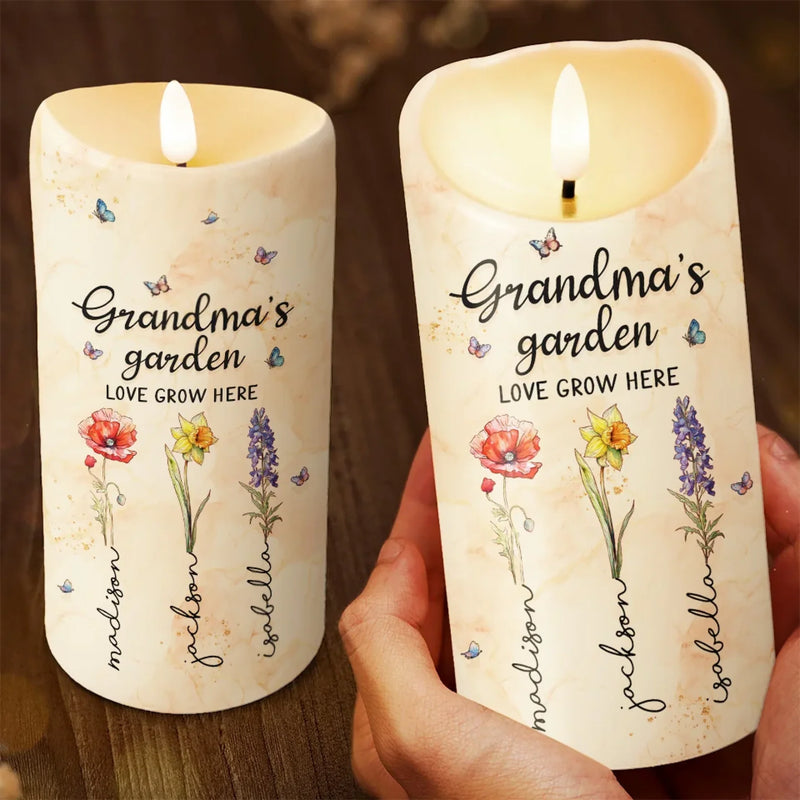 Motherhood Represents The Purest Form Of Love - Family Personalized Custom LED Candle - Gift For Mom, Grandma