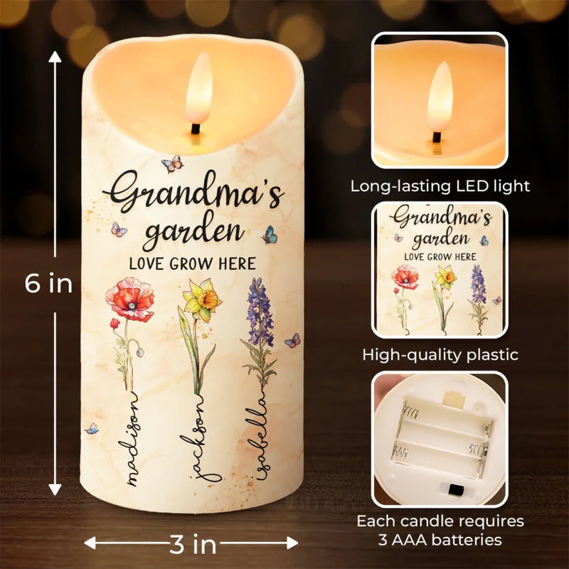 Motherhood Represents The Purest Form Of Love - Family Personalized Custom LED Candle - Gift For Mom, Grandma