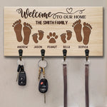 Custom Family Name and Pet Paw Print Home Gifts - Personalized Key Holder