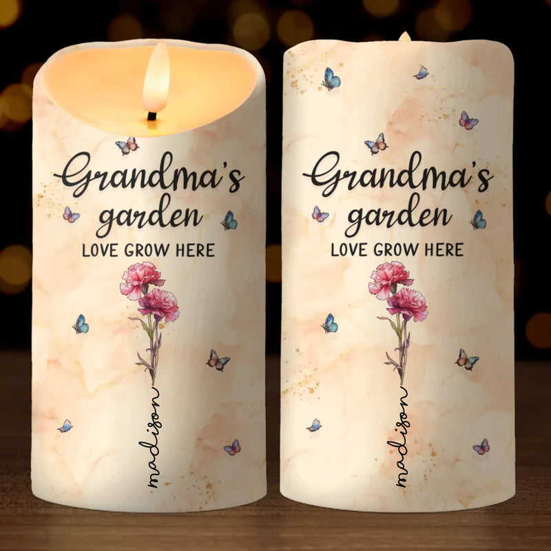 Motherhood Represents The Purest Form Of Love - Family Personalized Custom LED Candle - Gift For Mom, Grandma