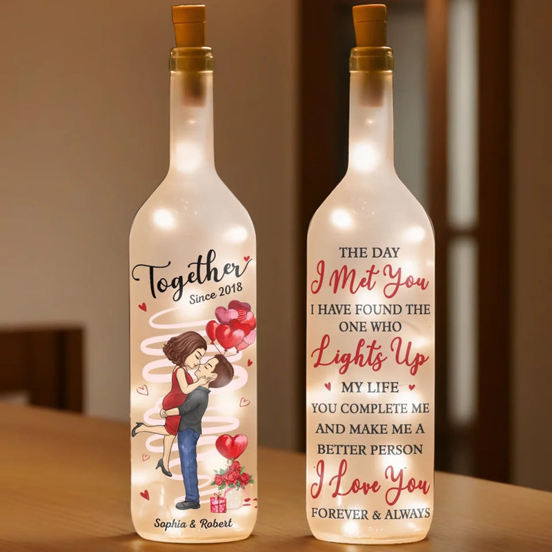Let Love Light The Way - Couple Personalized Custom Bottle Lamp - Gift For Husband Wife, Anniversary
