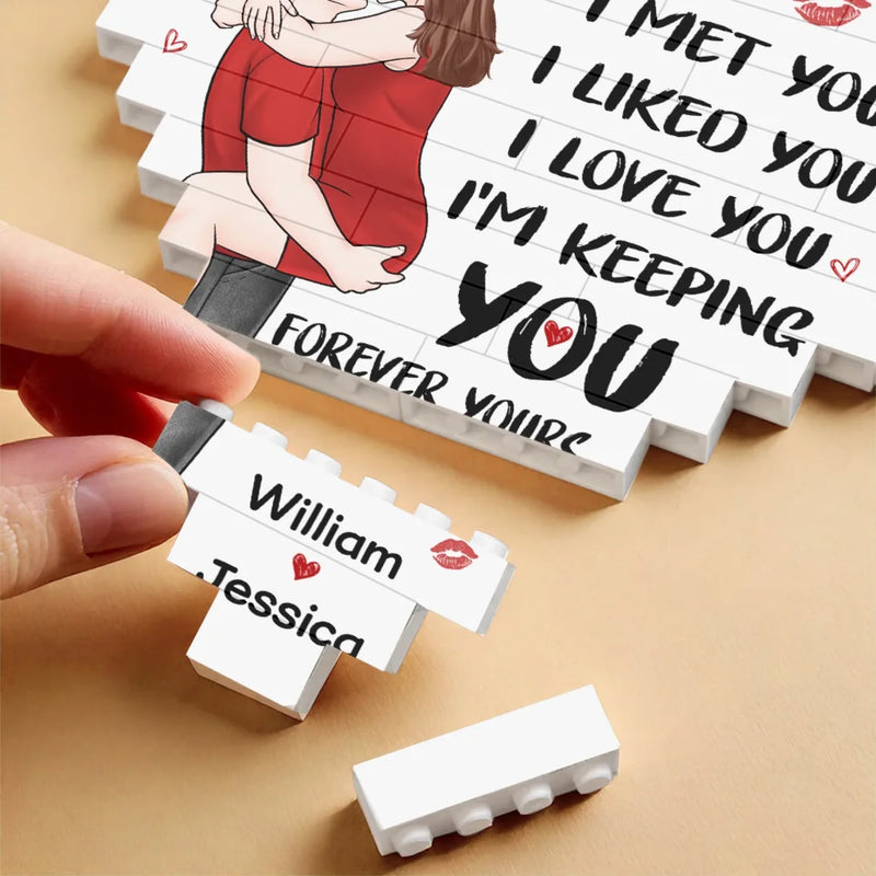 You Are My Light In The Dark - Couple Personalized Custom Heart Shaped Building Brick Blocks - Gift For Husband Wife, Anniversary