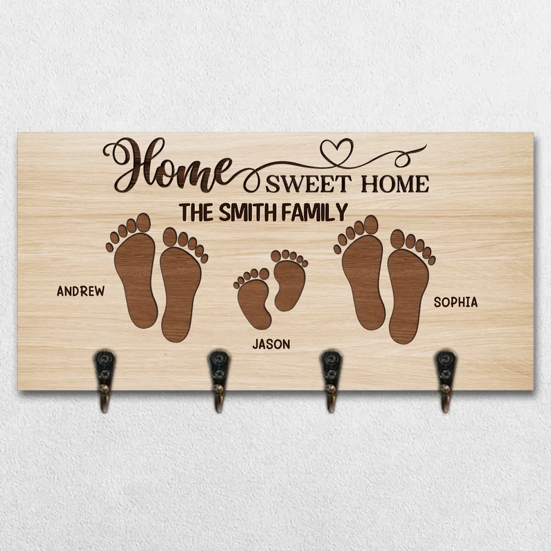 Custom Family Name and Pet Paw Print Home Gifts - Personalized Key Holder