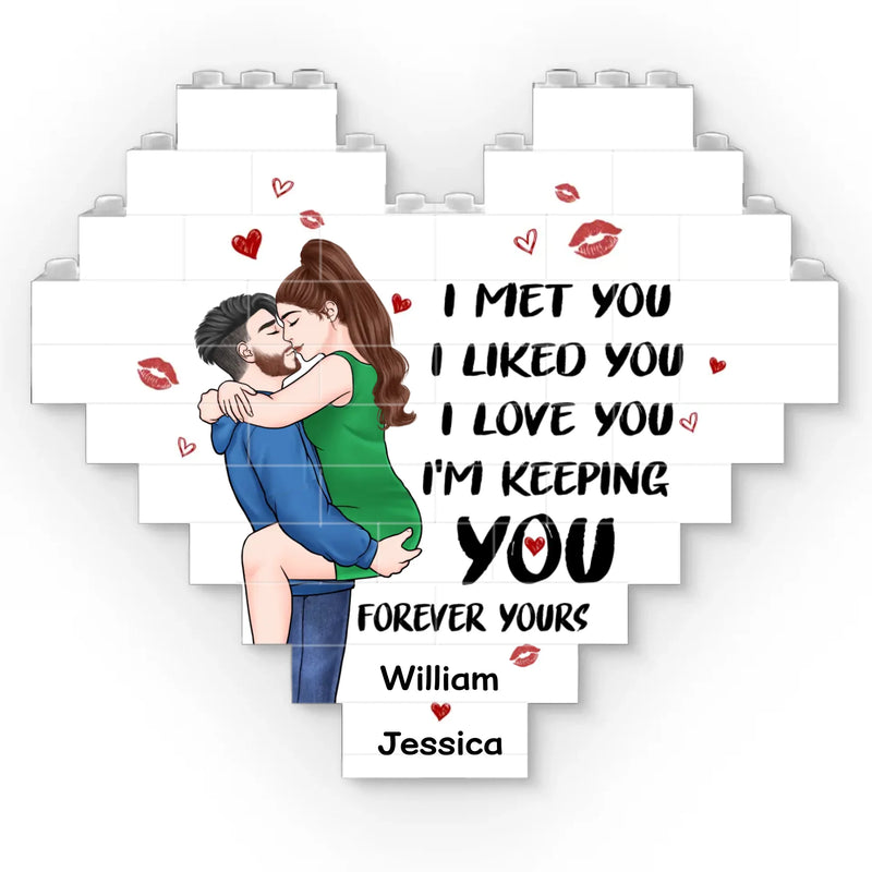 You Are My Light In The Dark - Couple Personalized Custom Heart Shaped Building Brick Blocks - Gift For Husband Wife, Anniversary