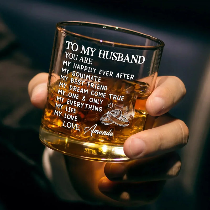 You Are My Happily Ever After - Couple Personalized Custom Whiskey Glass - Gift For Husband Wife, Anniversary