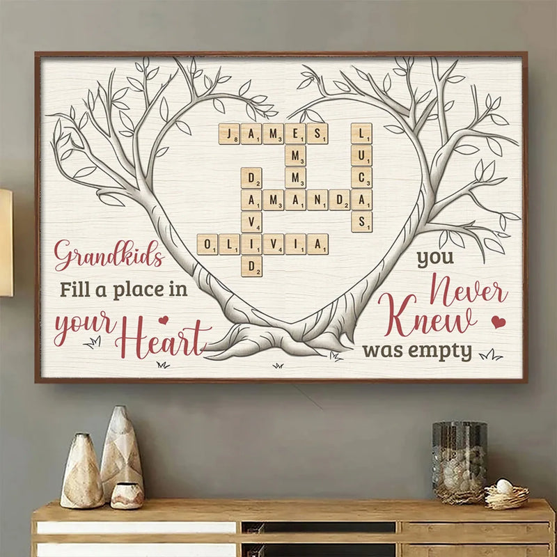 Grandkids Bring Joy To Every Corner Of Your Heart - Family Personalized Custom Horizontal Poster - Gift For Grandma, Grandpa, Grandkid
