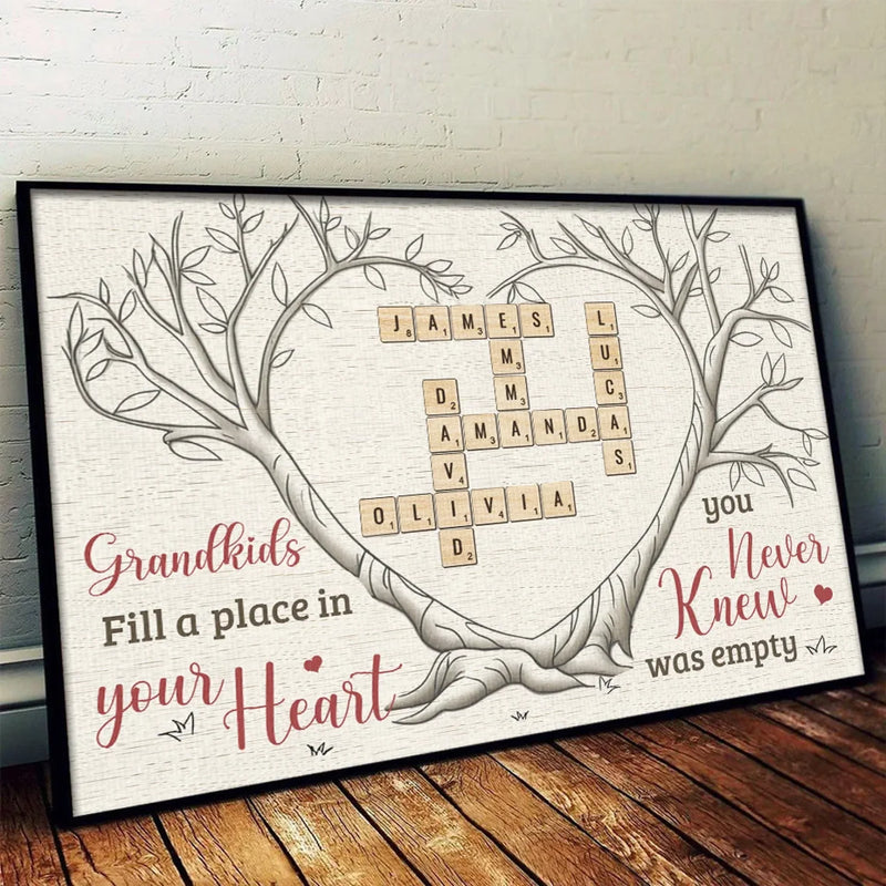 Grandkids Bring Joy To Every Corner Of Your Heart - Family Personalized Custom Horizontal Poster - Gift For Grandma, Grandpa, Grandkid