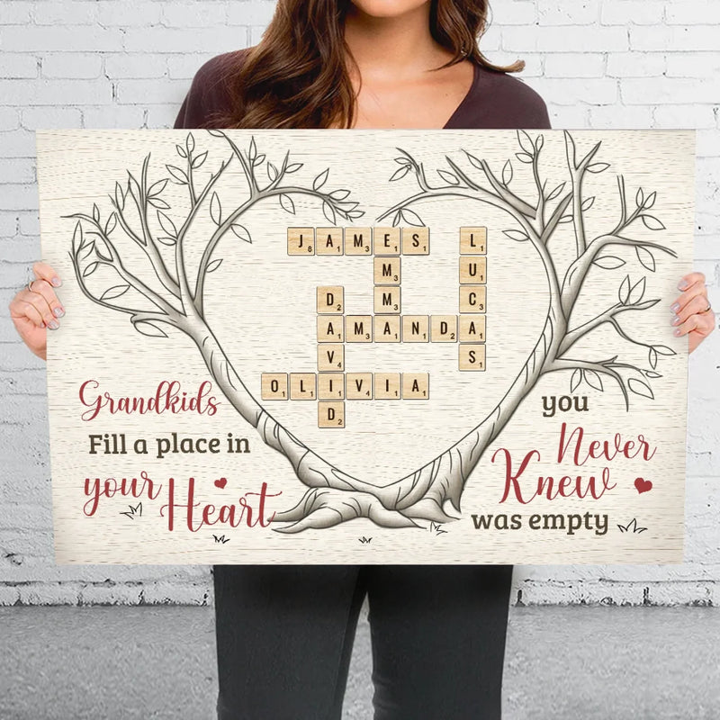 Grandkids Bring Joy To Every Corner Of Your Heart - Family Personalized Custom Horizontal Canvas - Gift For Grandma, Grandpa, Grandkid
