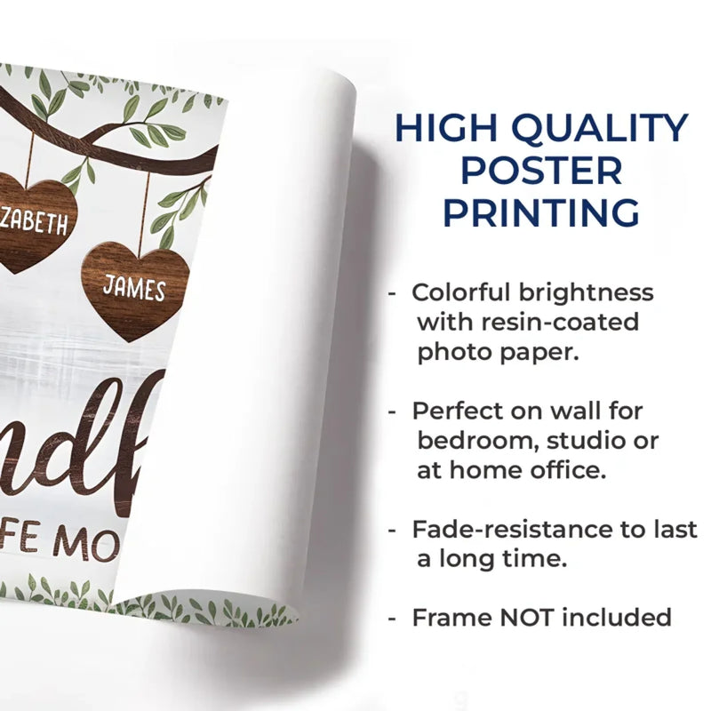 From A Grandma’s Roots Grows A Grandchild’s Dreams - Family Personalized Custom Horizontal Poster - Gift For Mom, Grandma