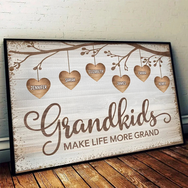 Custom Name Grandkids Family Gifts for Grandparents - Personalized Poster