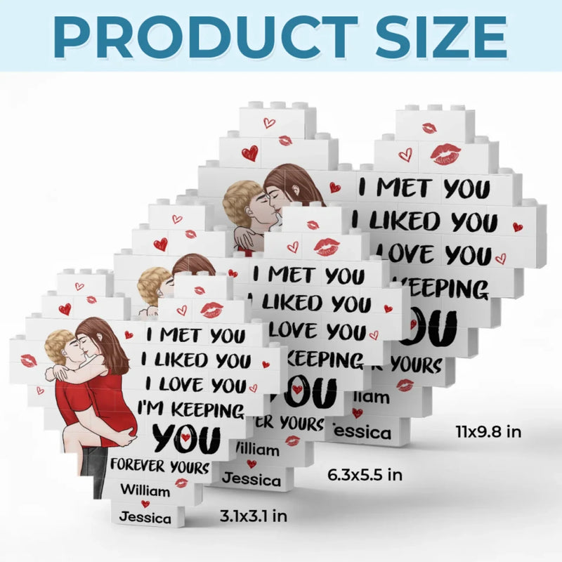 You Are My Light In The Dark - Couple Personalized Custom Heart Shaped Building Brick Blocks - Gift For Husband Wife, Anniversary
