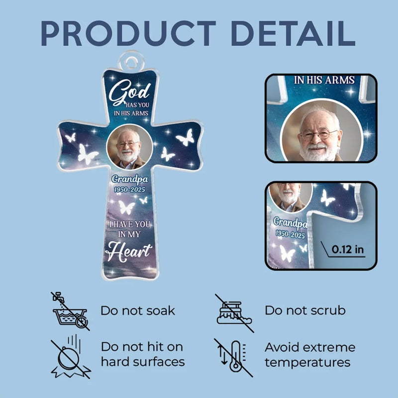Custom Photo Always Have You In My Heart, Never Forget - Memorial Personalized Custom Car Ornament - Acrylic Custom Shaped - Sympathy Gift For Family Members