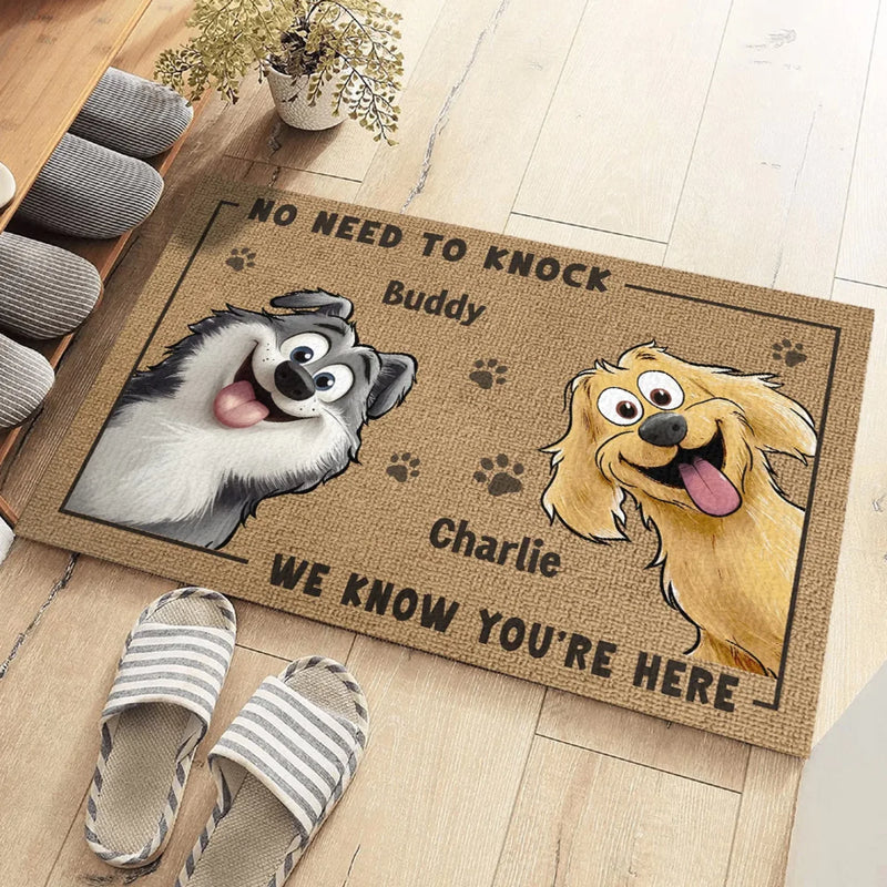 Custom Name Funny Dog Welcome Decor - Personalized Doormat