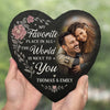 Custom Photo Together Is My Favorite Place To Be - Couple Personalized Custom Heart Shaped Stone With Stand - Gift For Husband Wife, Anniversary