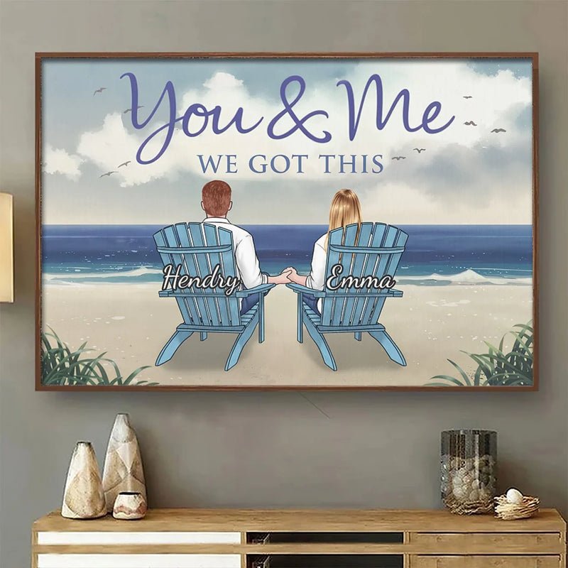 You're My Happy Place - Couple Personalized Custom Horizontal Poster - Gift For Husband Wife, Anniversary