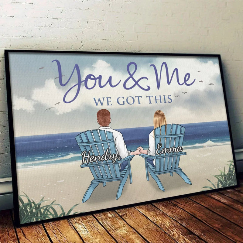 You're My Happy Place - Couple Personalized Custom Horizontal Poster - Gift For Husband Wife, Anniversary