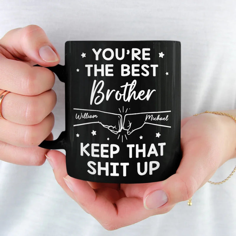 You're The Best Brother - Family Personalized Custom Black Mug - Gift For Family Members