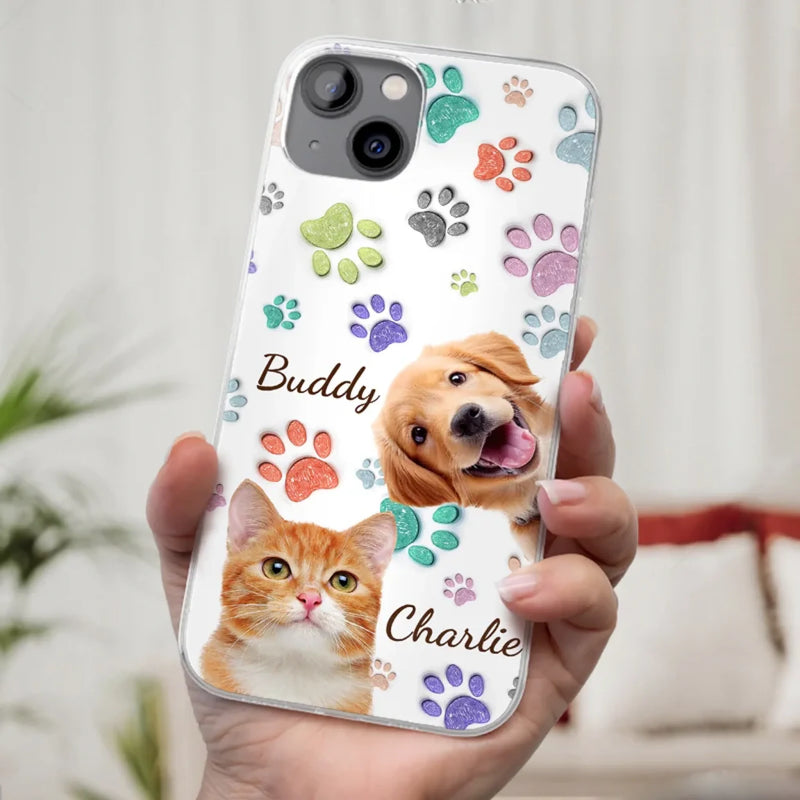 Custom Photo Pawsitively In Love - Dog & Cat Personalized Custom 3D Inflated Effect Printed Clear Phone Case - Gift For Pet Owners, Pet Lovers