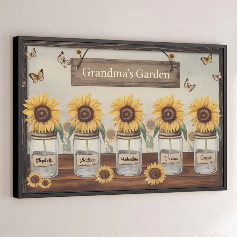 Grandma’s Garden Is Where Memories Bloom - Family Personalized Custom Horizontal Poster - Gift For Mom, Grandma