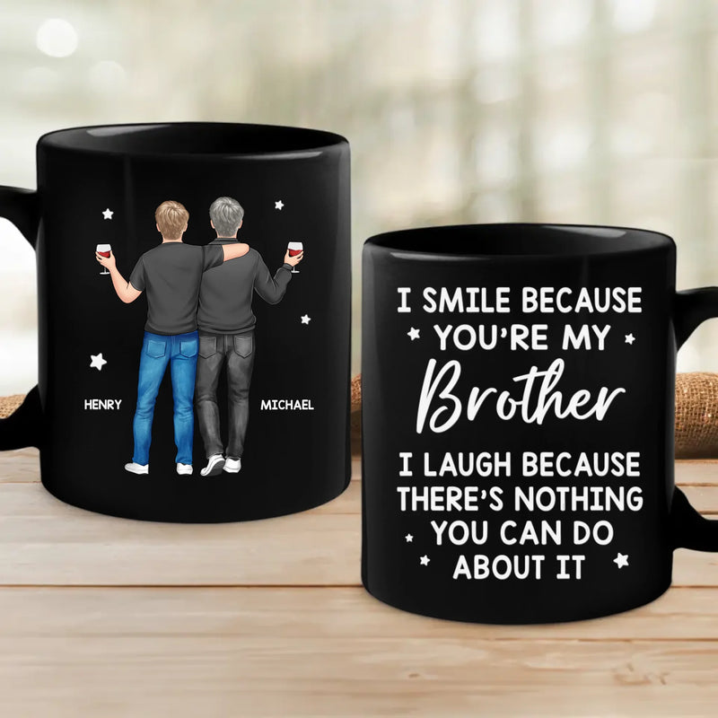 A Brother's Bond Is Unbreakable And Forever - Family Personalized Custom Black Mug - Gift For Family Members